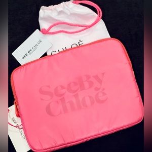 NWT See by Chloe Padded Tablet/Tech Zip Pouch/Sleeve-Calypso Pink